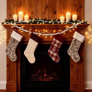 Angel Sar 7.87ft Lighted Birch Garland, Warm White String Lights with Remote & Timer, IP45 Waterproof - 1 of 4