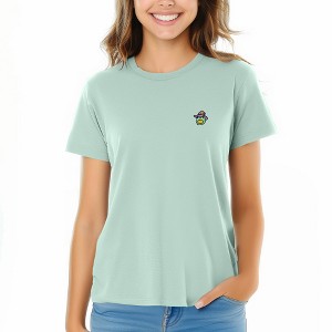 Dalix Sorcerer Frog Embroidered Cotton Relaxed Short Sleeve Tee T Shirt Womens - 1 of 4