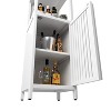 Sapphtopaz Modern Bamboo Storage Cabinet with Open Shelves Pantry Cabinet with Door,Kitchen Pantry Cabinet for Living Room - 3 of 4