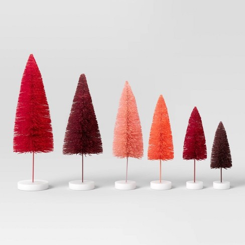 6pc Sisal Christmas Bottle Brush Tree Set - Wondershop™ Assorted Red