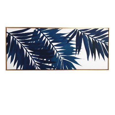 19" x 45" Palms Floating Framed Wall Canvas Blue - Gallery 57