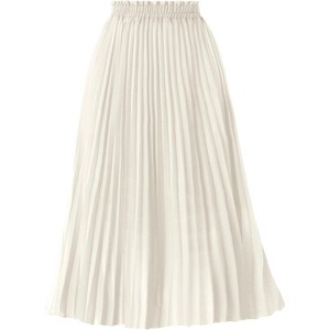 Women's High Waist Pleated A-Line Midi Skirt - Swing Flare Design A-ivory - 1 of 4