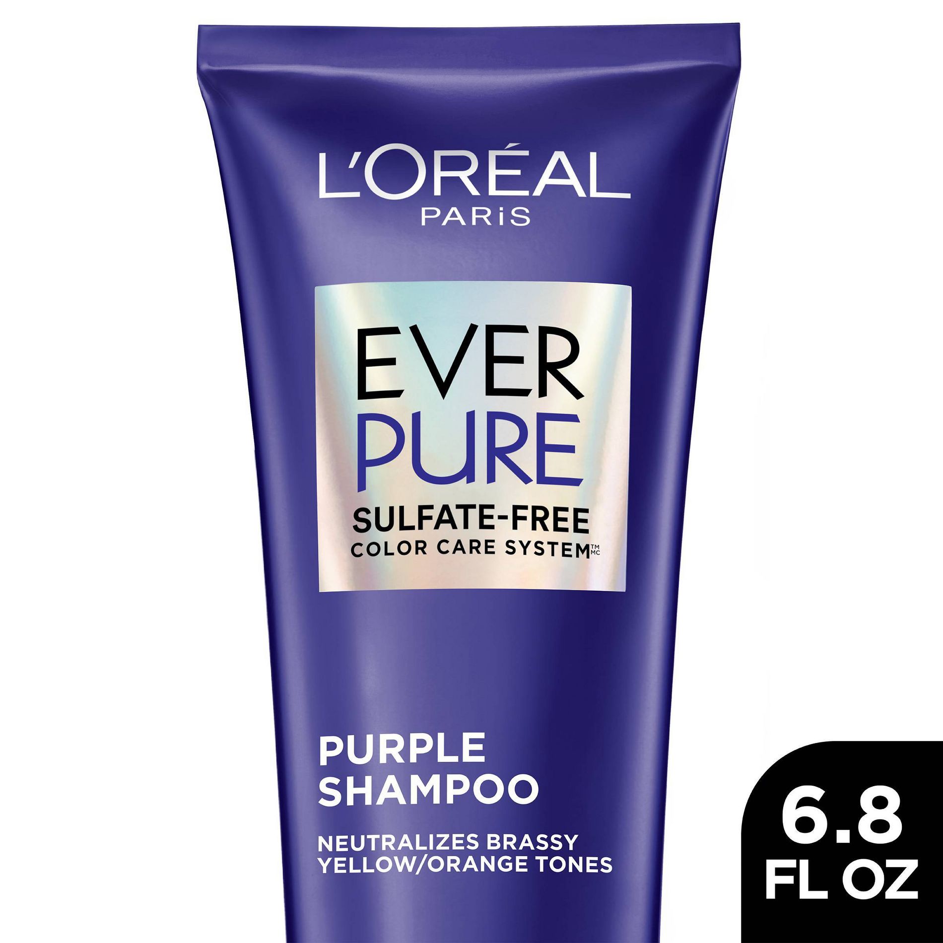 L'Oreal Paris EverPure Sulfate Free Purple Shampoo for Colored Hair - 6.8 fl oz: Color Protection, Vegan, Cream Form, Daily Use