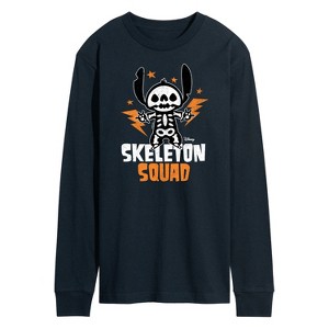 Men's - Lilo and Stitch - Halloween Skeleton Squad Long Sleeve Graphic T-Shirt - 1 of 4