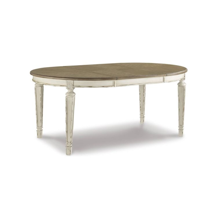 Realyn Oval Extendable Dining Table Chipped - Signature Design by Ashley: Two-Tone Farmhouse Style, Seats 6, Removable Leaf, 1 of 7