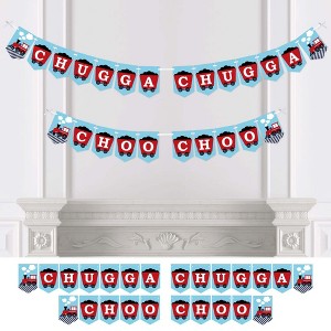 Big Dot of Happiness Railroad Party Crossing - Steam Train Birthday Party or Baby Shower Bunting Banner - Party Decorations - Chugga Chugga Choo Choo - 1 of 4
