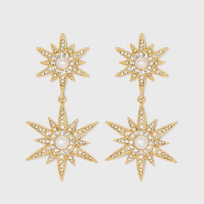 SUGARFIX by BaubleBar Stacked Starburst Drop Earrings - Gold