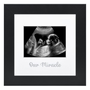 Americanflat Sonogram Picture Frame - 7x7 Ultrasound Frame for 3x4 Sonograms with Interchangeable Mats -- Photo Frame for Tabletop and Wall - Black - 1 of 4
