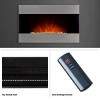 Hasting Home 36-inch Wall Mounted Electric Fireplace - Modern Stainless-Steel Fireplace with Floor Stand, Remote, and Adjustable Heat and Brightness - 3 of 4