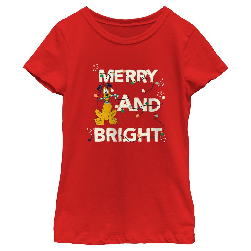 Girl's Mickey & Friends Merry and Bright Pluto T-Shirt, 1 of 6