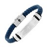 Steeltime Men's blue braided leather, stainless steel and hematite beded 2pc set bracelets - 2 of 4