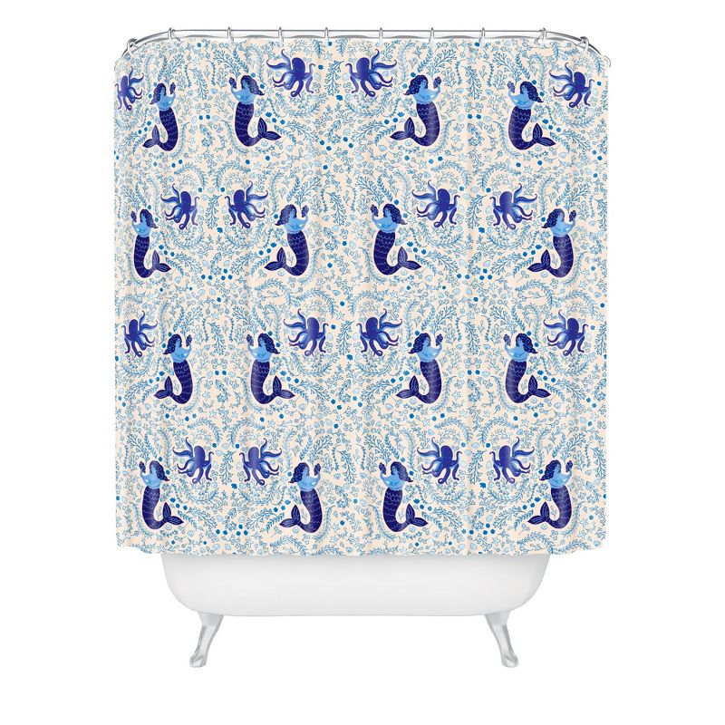 Ocean Creatures Shower Curtain Blue - Deny Designs, 1 of 7