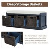 PAGED Rustic Storage Bench with 3 Removable Classic Rattan Basket, Linen Blend Ottoman with Storage & Removable Cushion, Entryway Bench -No Assembly - 3 of 4