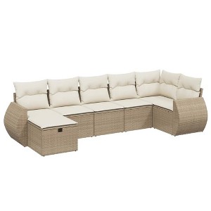 vidaXL Garden Sofa Set Beige Poly Rattan, Steel Large Modular - 1 of 4