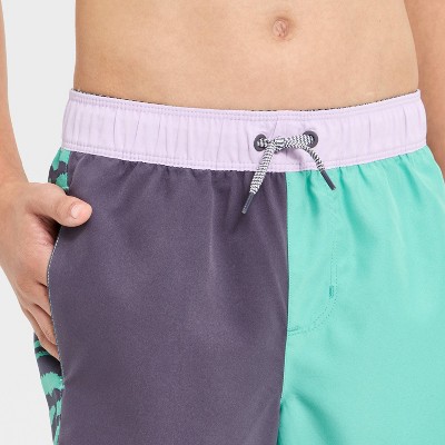Art Class Boys' Swim Trunks with Built in Boxers - art class™ Green Colorblock L — фото 3
