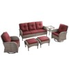 Outdoor 3-Seat Sofa Swivel Chair Table with Ottomans - 3 of 4