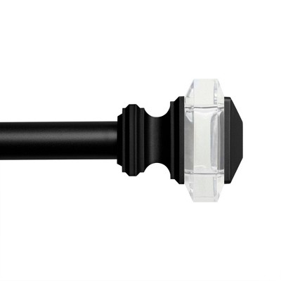 Matte Black Adjustable Curtain Rod with Acrylic Finials, 36"-72"