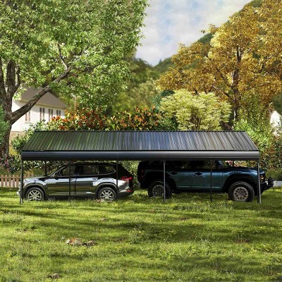Metal Heavy Duty Metal Canopy Carport,Galvanized Steel Outdoor Carport Shelter with Reinforced Structure,Garage Shed for Car,Truck-Coolbibila