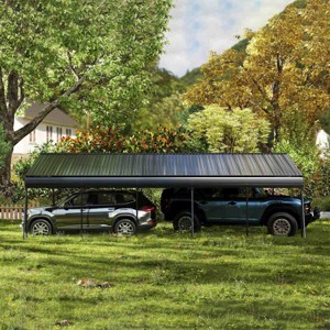 Metal Heavy Duty Metal Canopy Carport,Galvanized Steel Outdoor Carport Shelter with Reinforced Structure,Garage Shed for Car,Truck-Coolbibila - 1 of 4