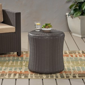 MOEPISY Weather-Resistant Patio End Table, Dark Brown - 1 of 4
