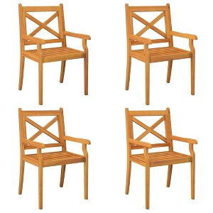 vidaXL Outdoor Dining Chairs Patio Dining Chair with Armrest Solid Wood Acacia - Set of 4 - 1 of 4