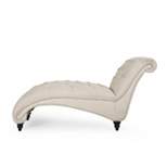 Varnell Contemporary Fabric Button Tufted Chaise Lounge Beige/Dark Brown - Christopher Knight Home