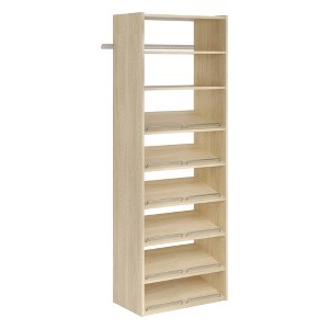 Easy Track Essential Shoe Tower Closet Storage System Organizer Kit, 9 Uniform Shelves Maximize Closet Space, Mudrooms, or Garage, Honey Blonde - 1 of 4