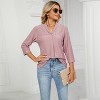 Women's 3/4 Sleeve Length Tops V Neck Shirt Dressy Casual Business Eyelet Embroidery Hollow-Out Blouse - 3 of 4
