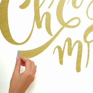 Merry Christmas Quote Peel and Stick Giant Wall Decal with Metallic Ink Gold - RoomMates - 1 of 4