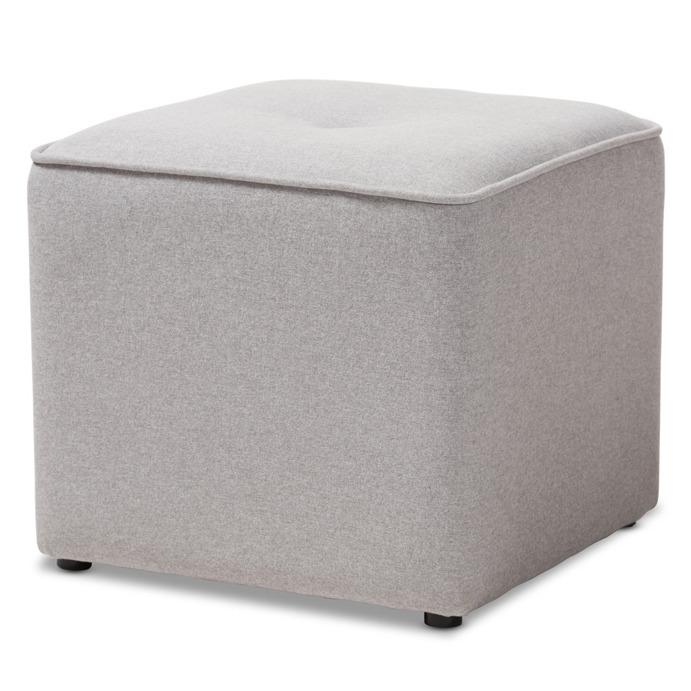 Photos - Pouffe / Bench Corinne Modern and Contemporary Fabric Upholstered Ottoman Light Gray - Ba