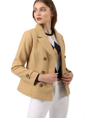 INSPIRE CHIC Women's Notched Lapel Double-Breasted Pea Coat