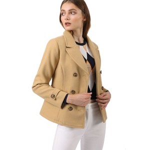 INSPIRE CHIC Women's Notched Lapel Double-Breasted Pea Coat - 1 of 4