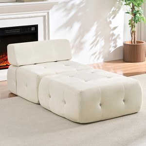 Mjkone Velvet Single Sofa, 1-Seater Modular Sofa Couch with Rivet Trim for Living Room - 1 of 4