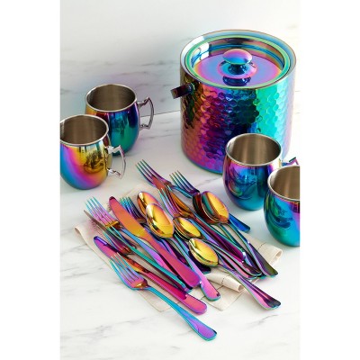 Rainbow Faceted Stainless Steel Insulated Ice Bucket, 3 Qt
