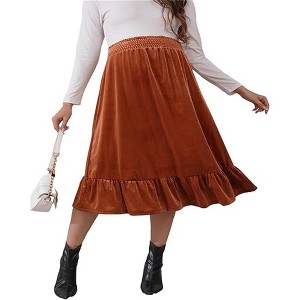 Clearlove Women's Velvet High Waist Shirred Tiered Maternity Skirt Flounce Hem Stretchy Bump Flowy Midaxi - 1 of 4