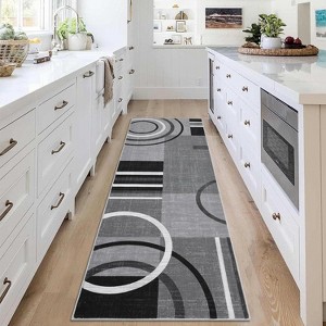 Modern Geometric Rugs, Machine Washable Low Pile Non-Slip Rugs, Modern Stain Resistant Indoor Rugs, Living Room, Bedroom - 1 of 4