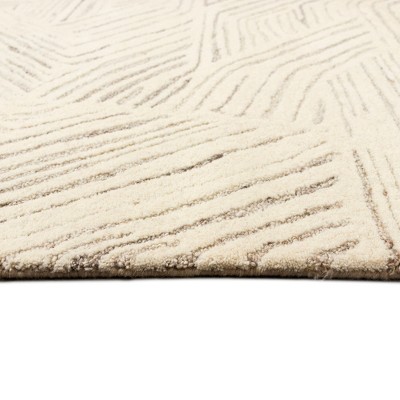 Black Geometric Tufted Wool and Synthetic 5' x 7' Rug