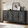 VYNXARIA Hollow Four-Door Antique Cabinet£¬American Country Style Storage for Living Room, TV Area, and Kitchen in Classic Antique Black Finish - 3 of 4