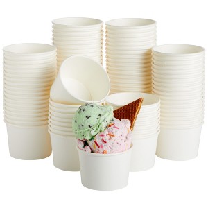 Juvale 100 Pack Disposable Ice Cream Sundae Cups for Frozen Dessert, Yogurt, Fruit Cocktails, 8 oz - 1 of 4
