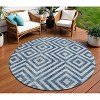 Navy Blue And Ivory Geometric Washable Indoor Outdoor Area Rug - 2 of 4