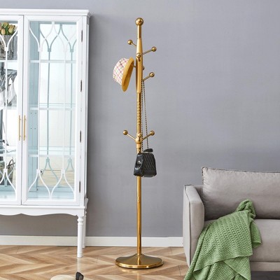 KWPZQEB Freestanding Coat Rack with 9 Hooks & Stable Round Base, Tree Coat Racks for Bedroom, Hallway, Entrance