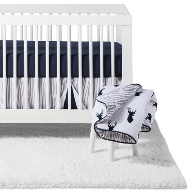 navy and white crib sheets