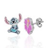 Disney Girls Lilo & Stitch Sterling Silver Mismatch Flower and Stitch Stud Earrings  - 4 of 4
