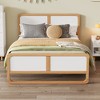 CAVINAS Queen Size Bed Frame with Headboard, Modern Style Full Size Solid Wood Platform Bed for Kids, Teens, Adults, Walnut and White - 2 of 4
