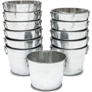 Juvale 12-Pack Mini Decorative Galvanized Metal Buckets with Handles 4.5 x 3.5 In - 1 of 4