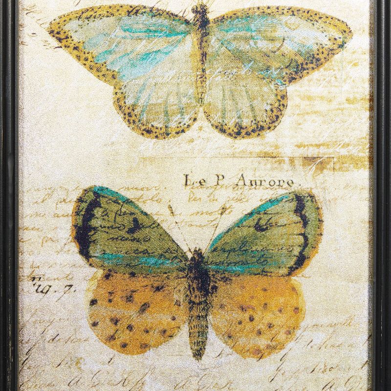 Vintage Glass Butterfly Framed Wall Art with Black Frame Set of 2 Multi Colored - Olivia &#38; May, 5 of 16