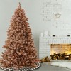 7ft Flocked Pink PVC Full Hinged Tree with Metal Stand - 2 of 3