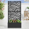 47" H×24"W Dovelina Black Metal Planter Box with Trellis Privacy Screen for Patio - 2 of 4