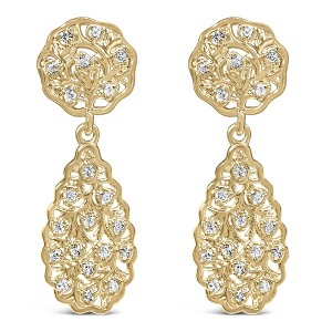 Haus of Brilliance 14K Yellow Gold Plated Silver 1/5 Cttw Diamond Teardrop Filigree Earrings - 1 of 4