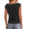 Imily Bela Womens Cap Sleeve Scoop Neck Casual Solid Color Basic T Shirt Blouses Tank Tops - 4 of 4